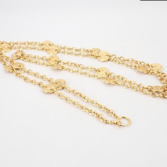 Chanel Vintage 24k Yellow Gold Plated Chanel Coin Necklace - Picture 12 of 15